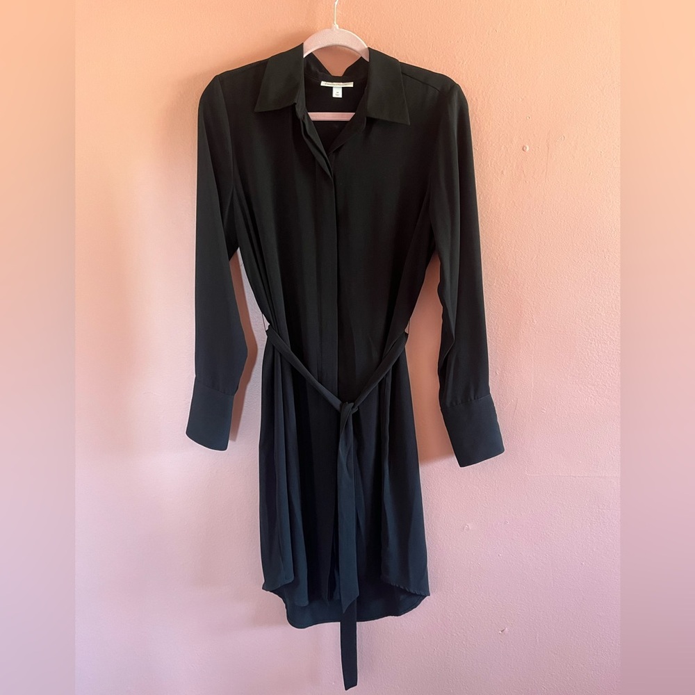 Prologue Black Long Sleeve Button Up Wrap Shirt Dress